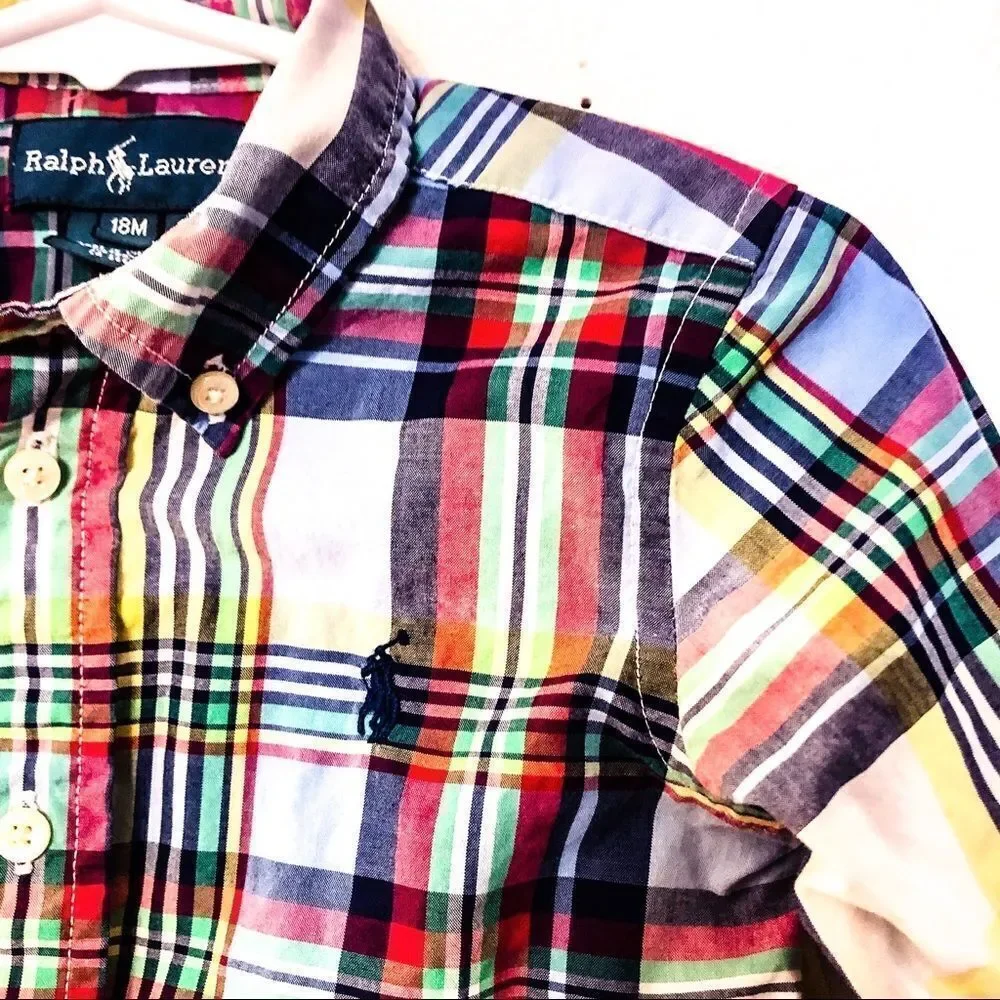 Ralph Lauren Spring Plaid Button-Down Sz 18M